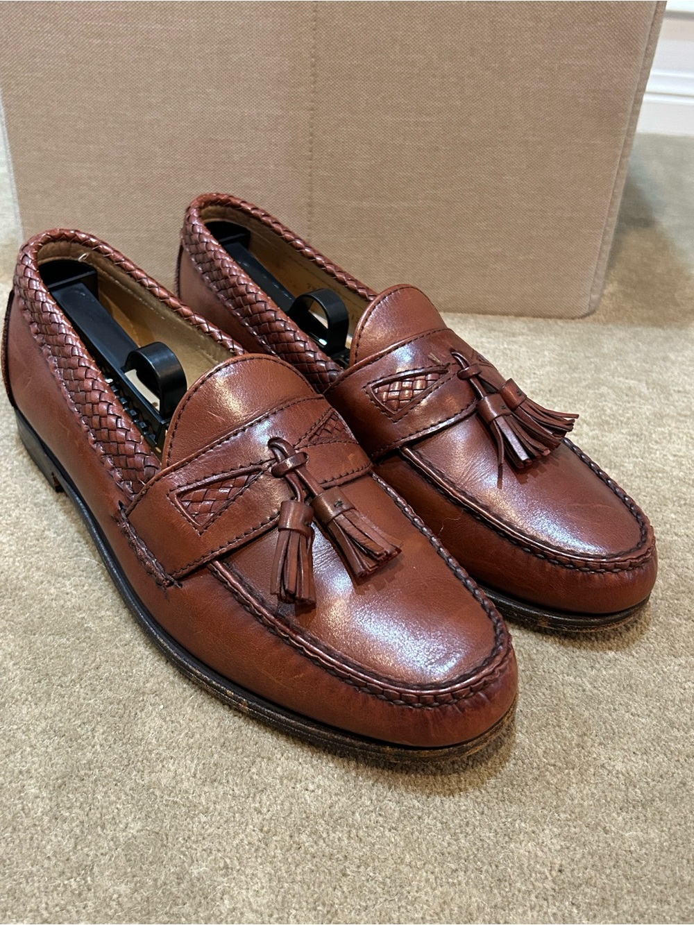 Allen Edmonds "Maxfield" Chili Leather Tassel Loafers 9.5D